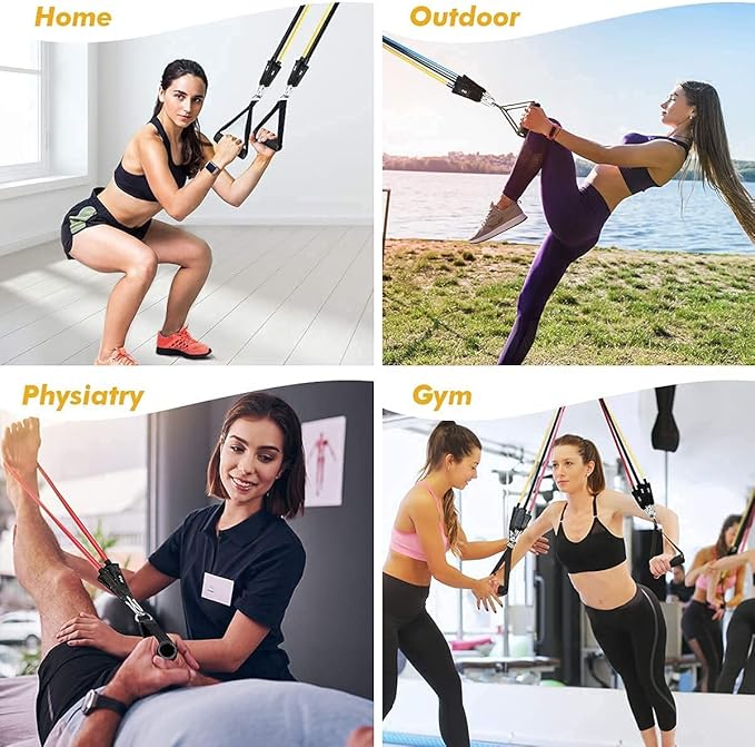 Resistance Bands Set - 5 Exercise Bands with Handles, Door Anchor & Carry Bag