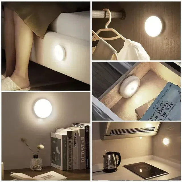 Motion Sensor LED Night Light with USB Charging - Wireless Wall Light (Pack of 2)