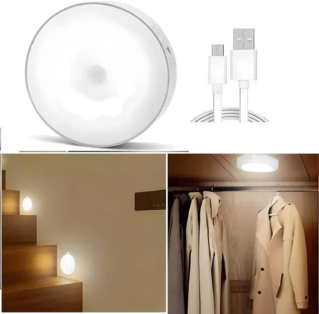 Motion Sensor LED Night Light with USB Charging - Wireless Wall Light (Pack of 2)